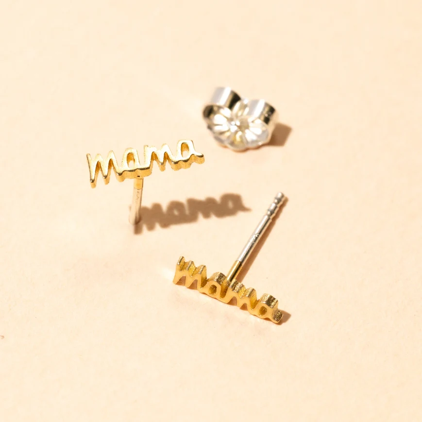 Mama Stud Earring Pair - Gold by Larissa Loden - Image 3
