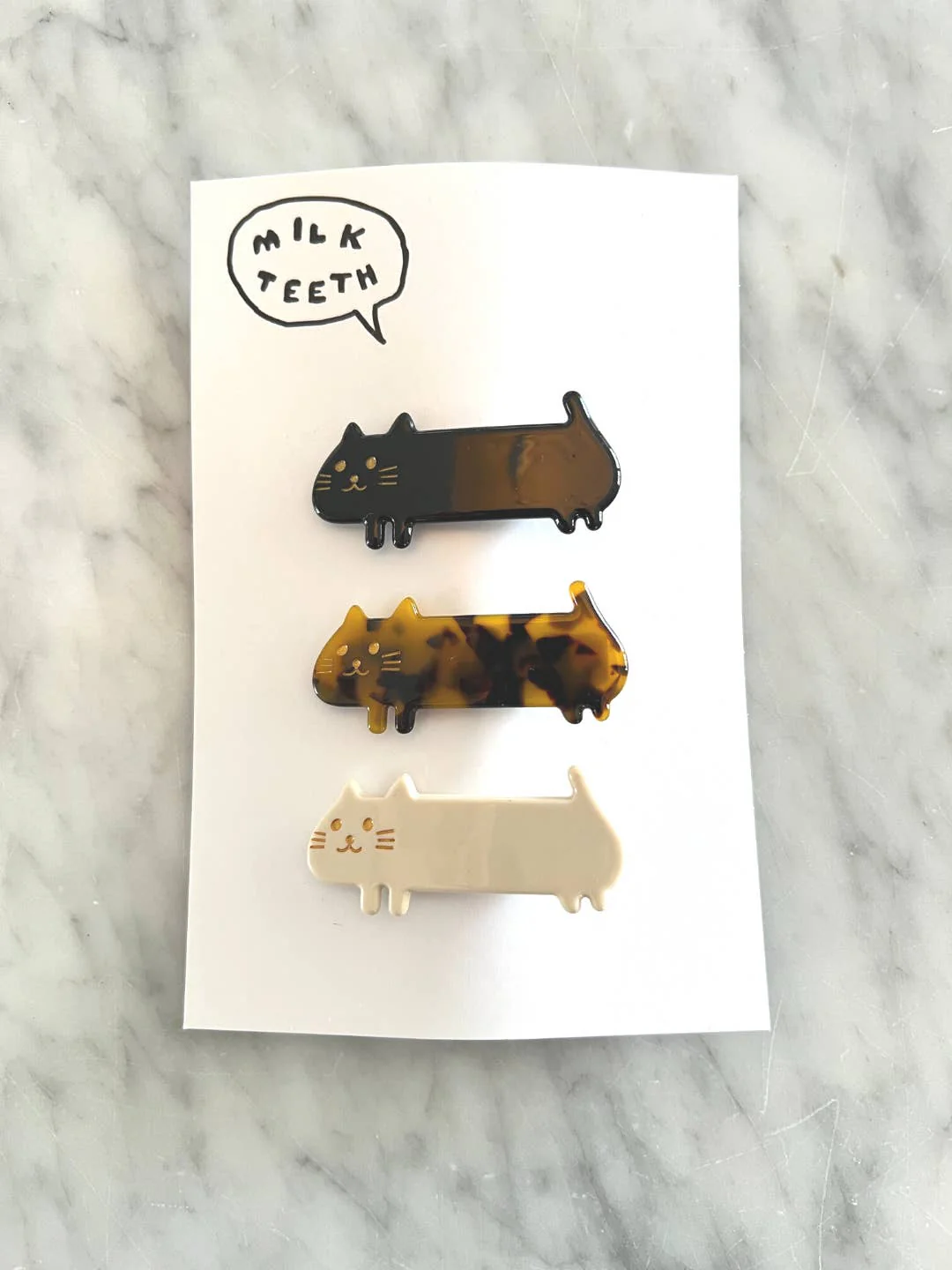 Mas Gatos Barrette Set of 3 - White/Black by Milk Teeth - Image 2