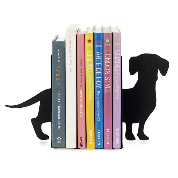Metal Bookends - Black Teckel Dog by Balvi - Image 2