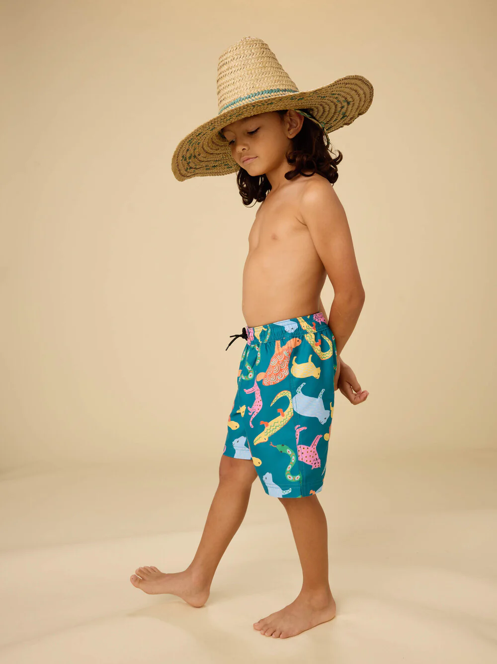 Mid-Length Swim Trunks - Brazilian Folk Animals by Tea Collection - FINAL SALE - Image 3
