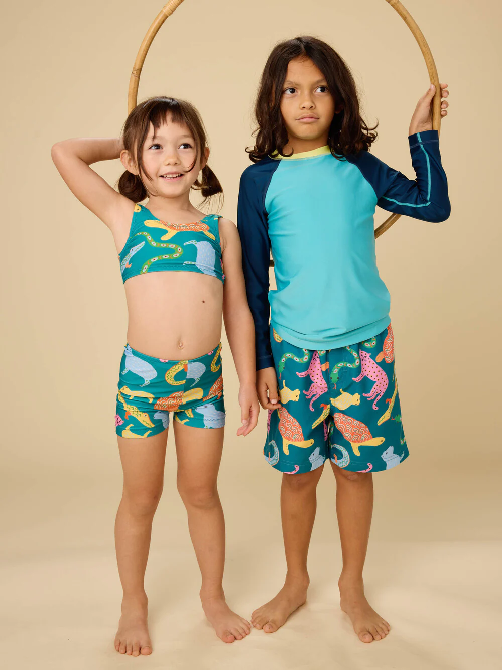 Mid-Length Swim Trunks - Brazilian Folk Animals by Tea Collection - FINAL SALE - Image 6