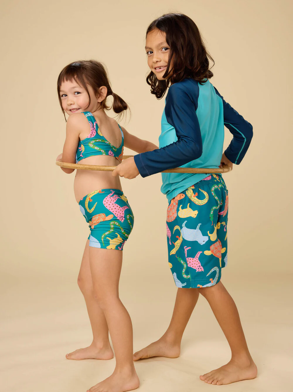 Mid-Length Swim Trunks - Brazilian Folk Animals by Tea Collection - FINAL SALE - Image 7