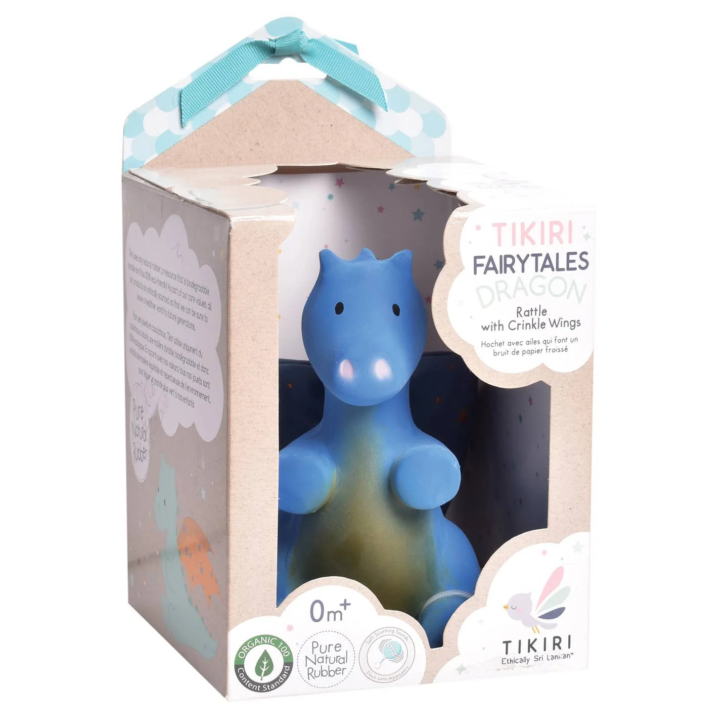 Midnight Dragon Natural Rubber Rattle W/Crinkle Wings  by Tikiri Toys - Image 2
