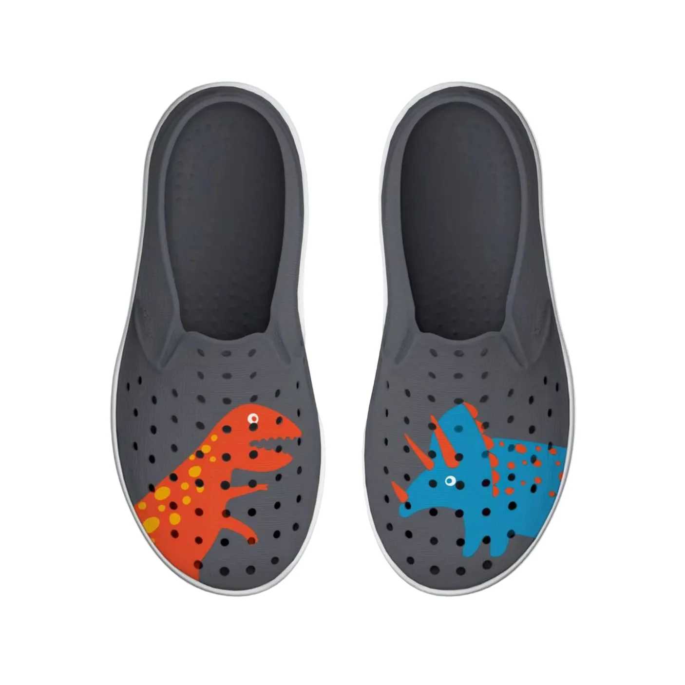 Miles Print Shoes - Gravity Grey/ Shell White/ Dinosaur Block by Native Shoes