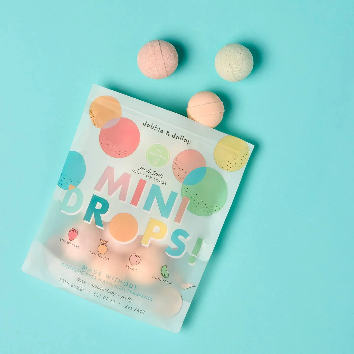 Mini Drops Bath Bombs - All-Natural Fresh Fruit Scents by Dabble & Dollop - Image 2
