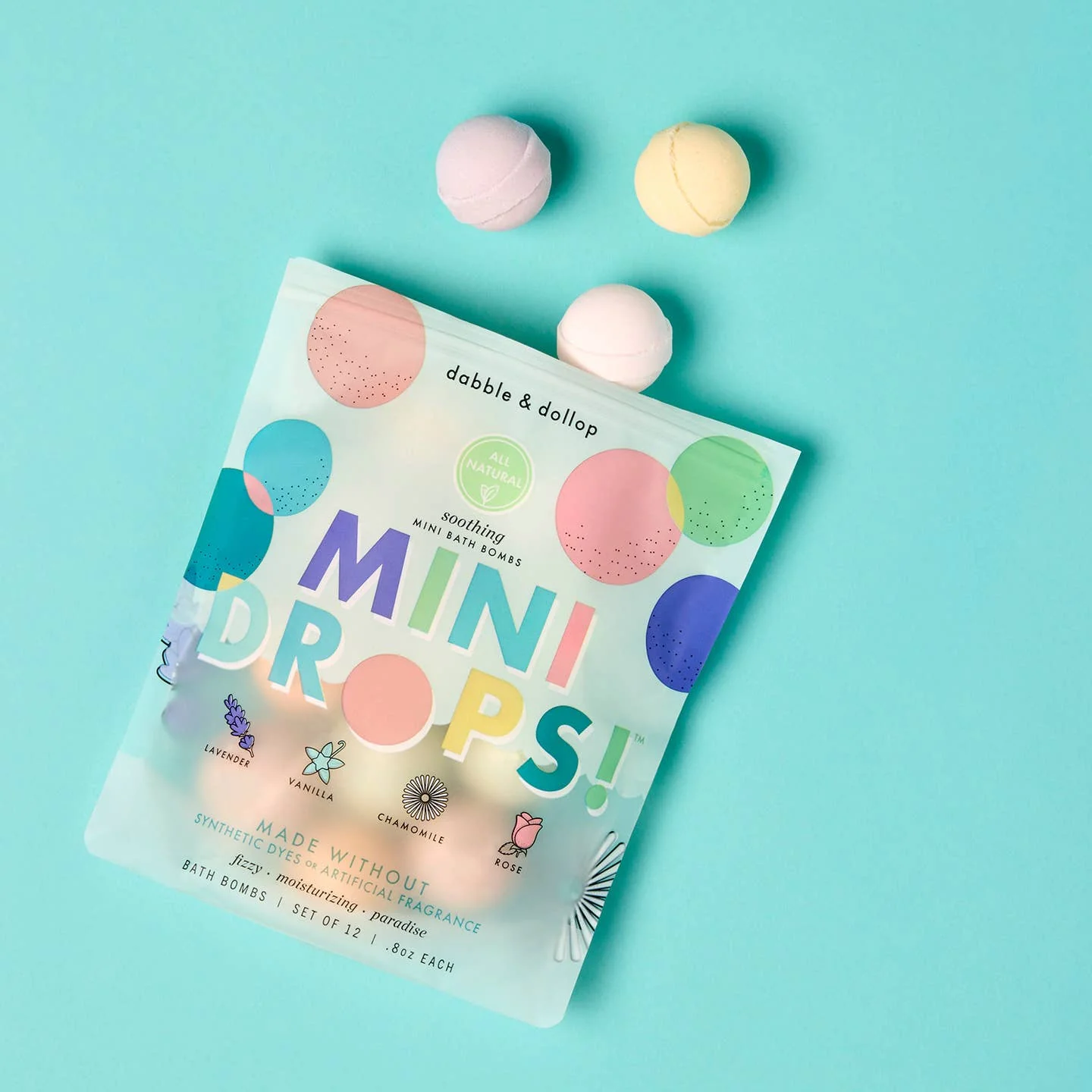 Mini Drops Bath Bombs - All-Natural Soothing Scents by Dabble & Dollop - Image 2