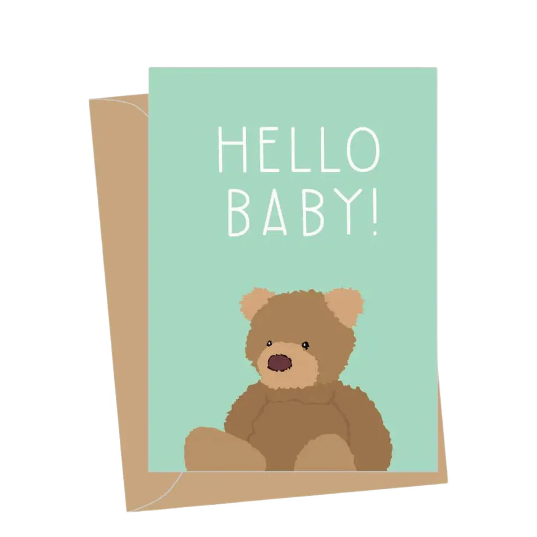 Mini New Baby Teddy Bear Card by Apartment 2 Cards