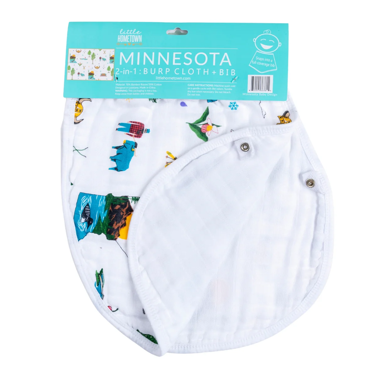 Minnesota Muslin Bib and Burp Cloth Combo by Little Hometown - Image 4
