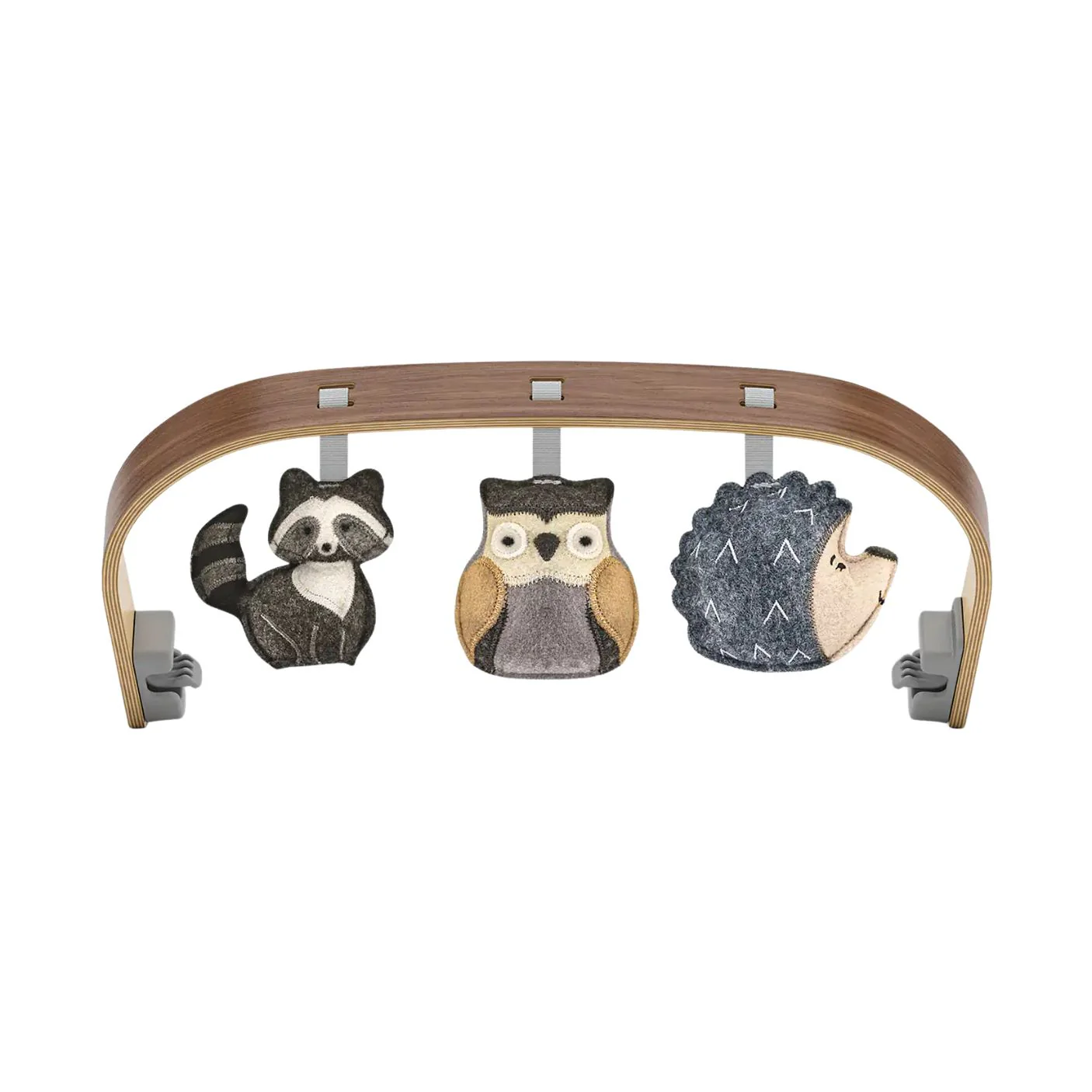 Mira Bouncer Forest Fun Toy Bar - Grey/Walnut Wood by Uppababy