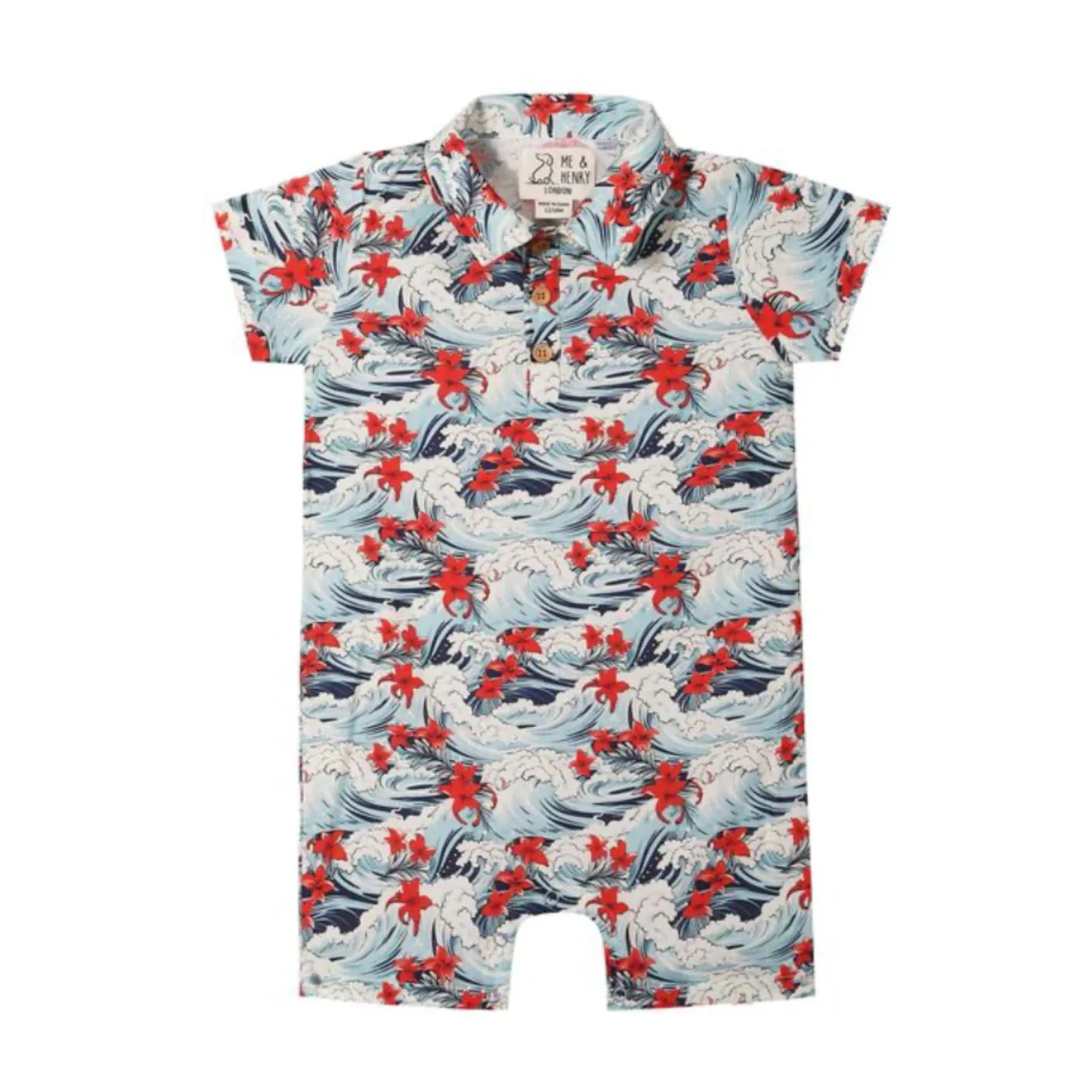 Molokai Woven Romper - Hawaiian Waves by Me & Henry