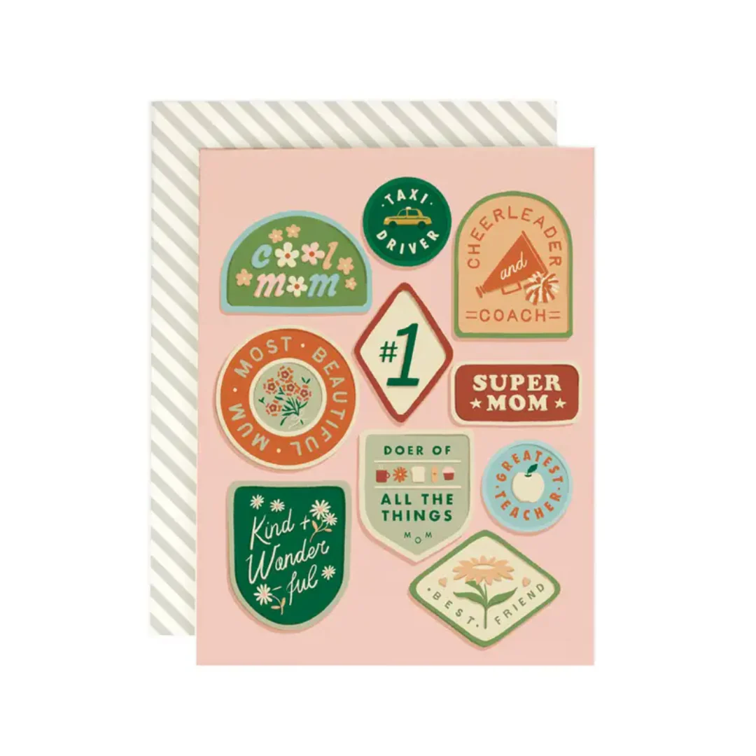 Mom Merit Badges Card by Amy Heitman
