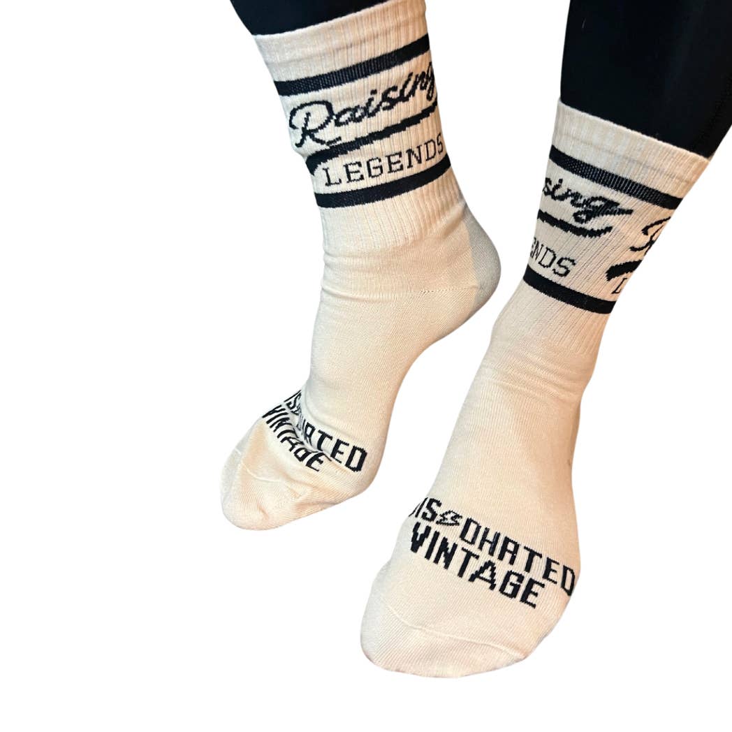 Mom Raising Legends Socks - Cream by Disohrted Vintage - Image 2