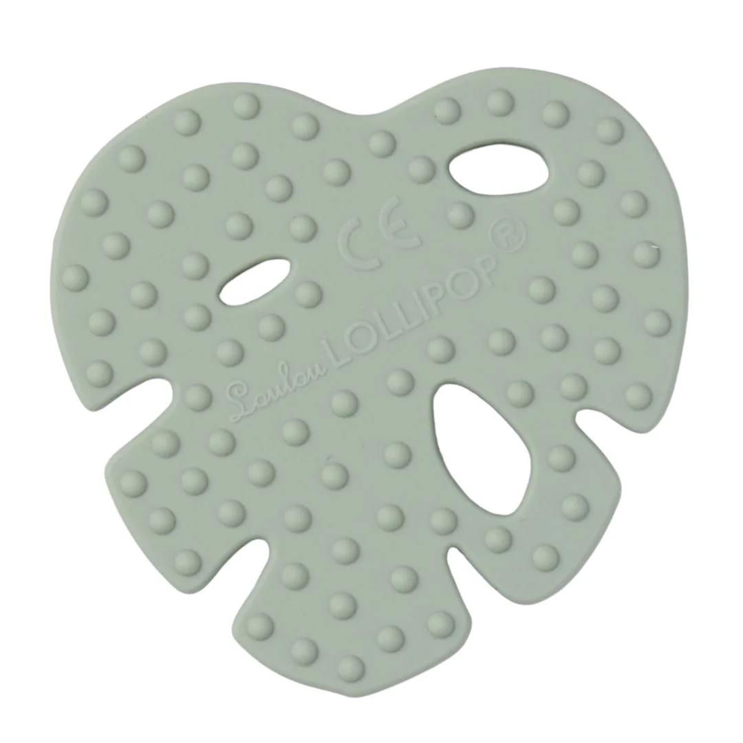 Monstera Silicone Teether - Seafoam by Loulou Lollipop - Image 2