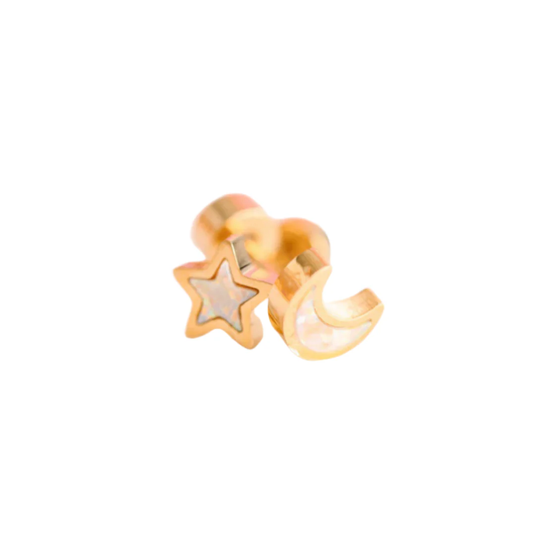 Moon and Star Opals Earrings by Pierced