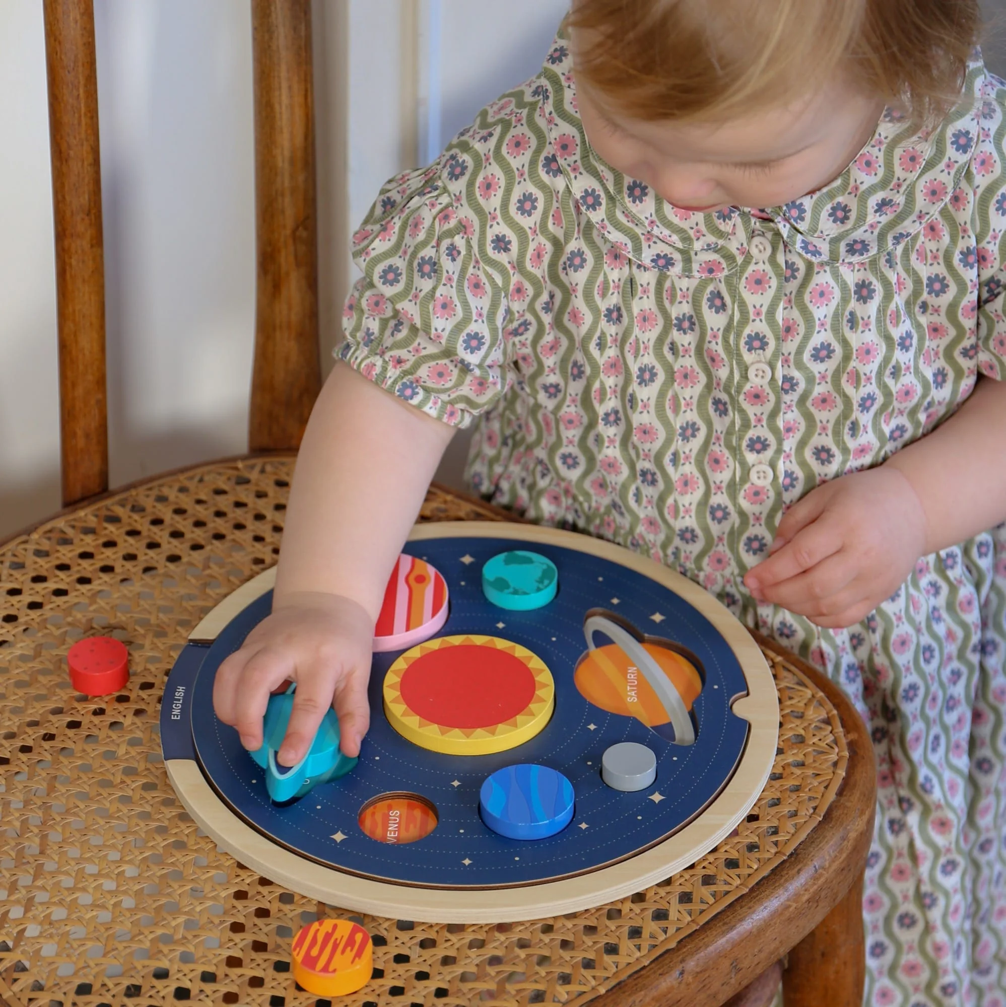 Multi-Language Solar System Wooden Tray Puzzle by Petit Collage - Image 3
