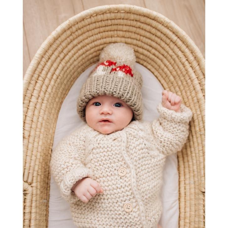 Mushroom Knit Hat - Pebble by Huggalugs - Image 2