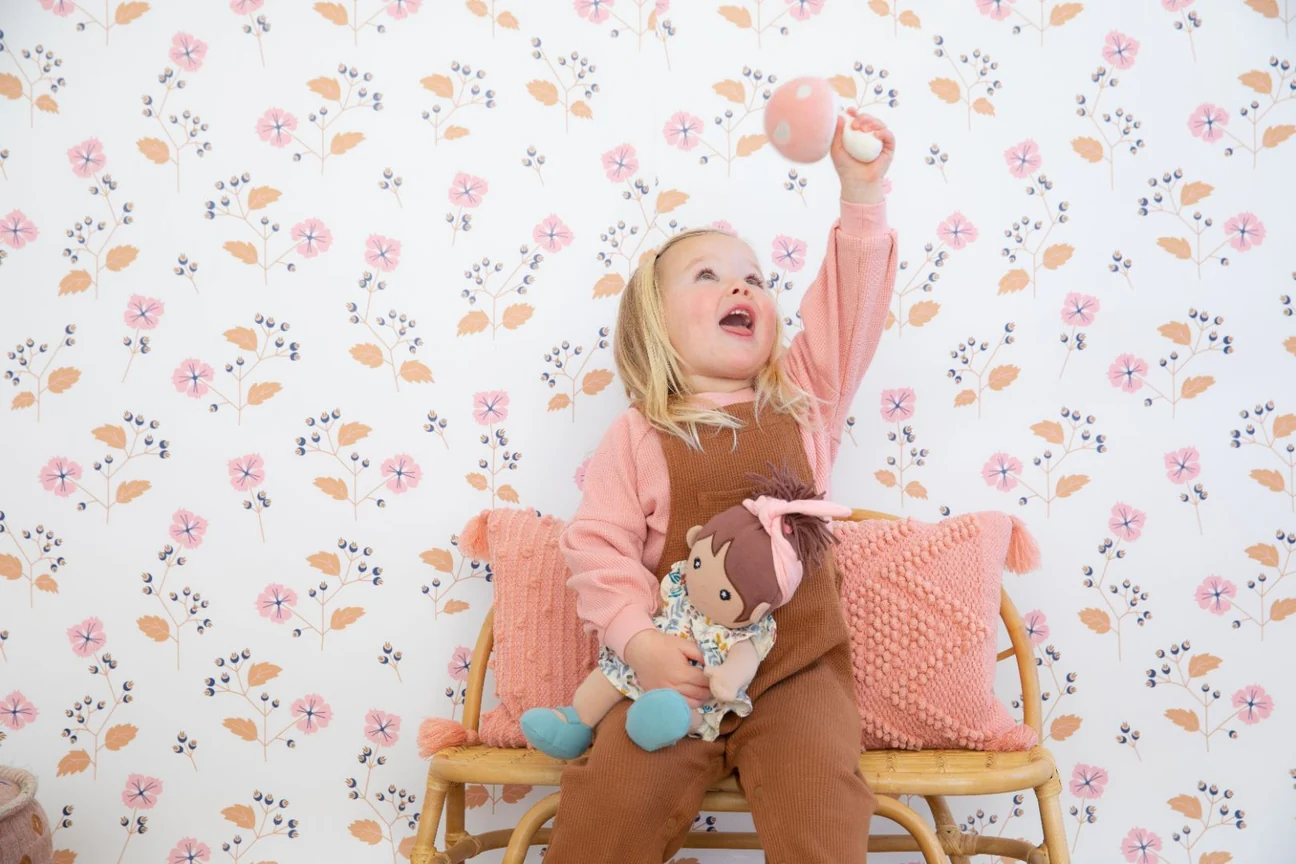 Mushroom Rattle - Pink Velour by Apple Park - Image 2