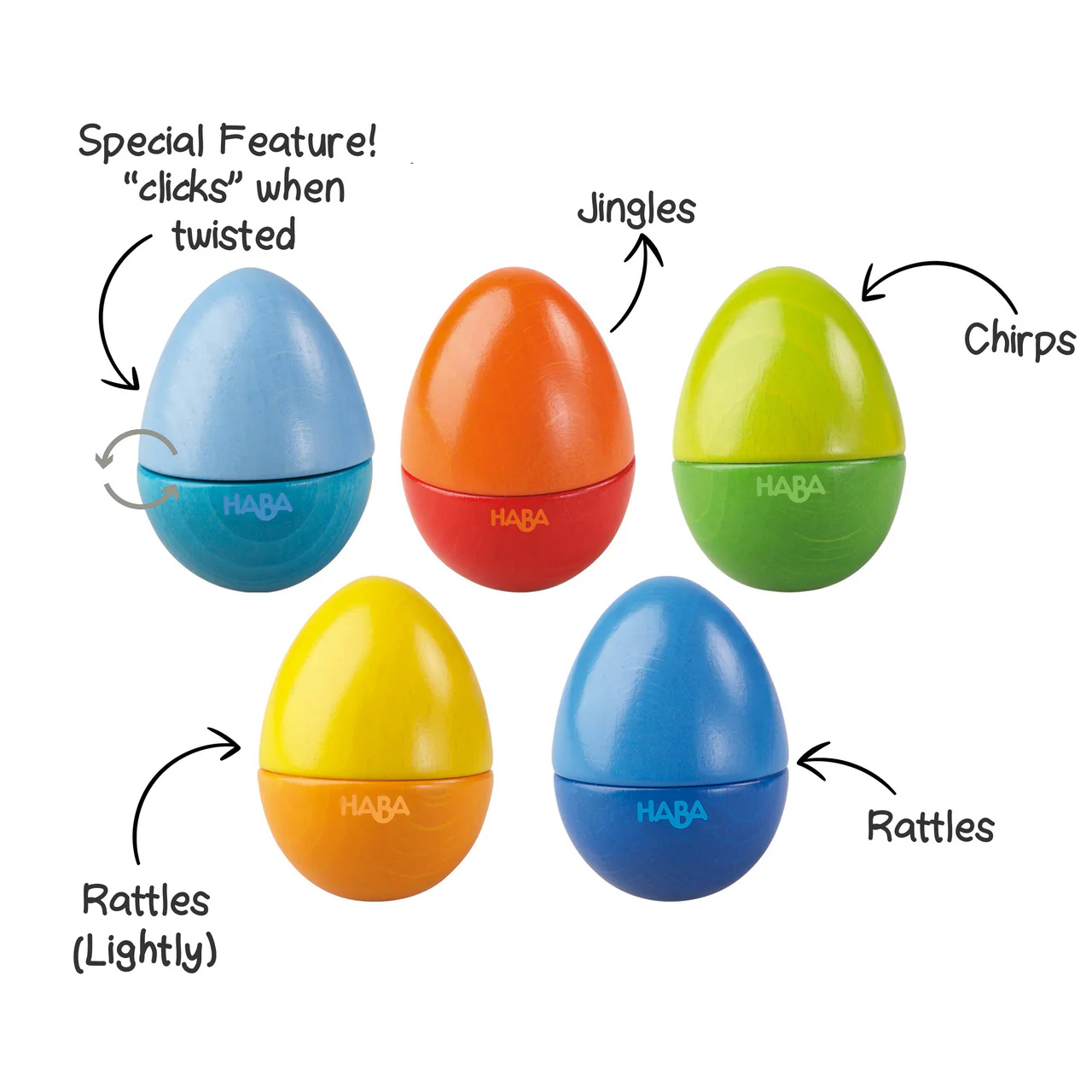 Wooden Musical Eggs - Set of 5 by Haba - Image 2