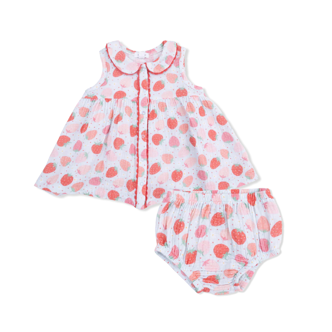 Muslin Jill Dress Sleeveless with Bloomer - Strawberry Bliss by Angel Dear