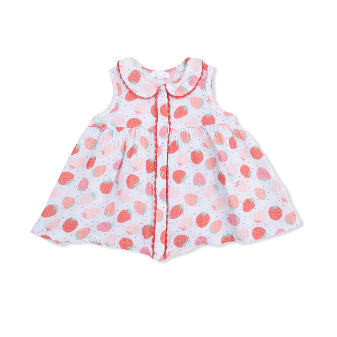 Muslin Jill Dress Sleeveless with Bloomer - Strawberry Bliss by Angel Dear - Image 2