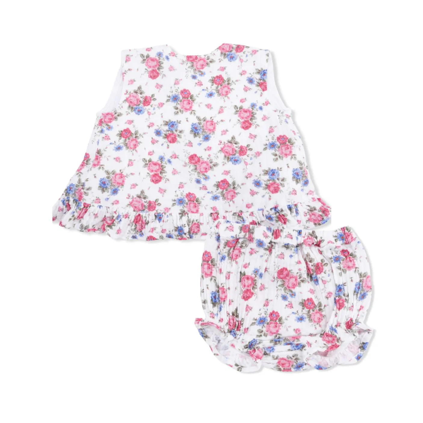 Muslin Ruffle Back Top and Bloomer - Cabbage Roses by Angel Dear