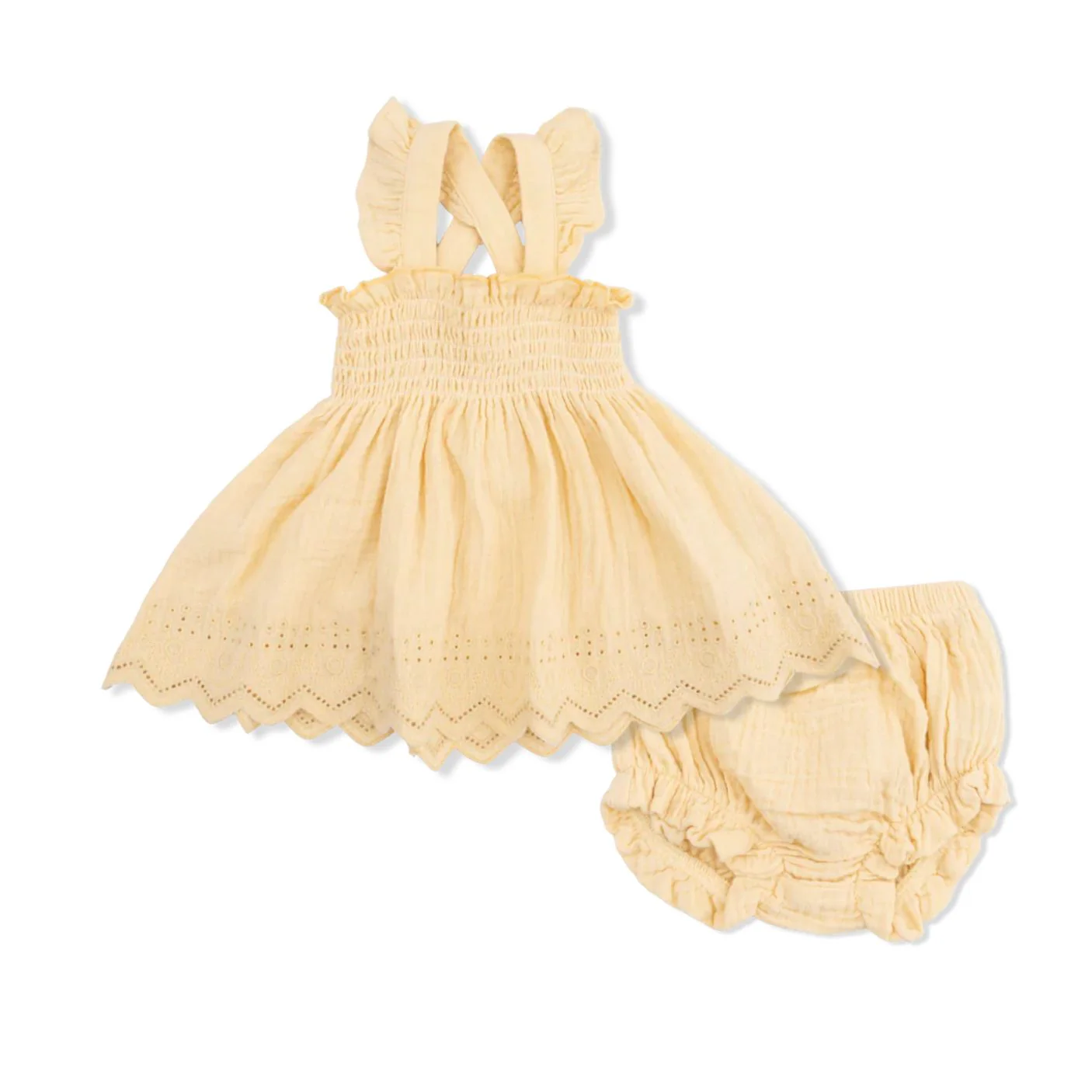 Muslin Smocked Top with Bloomer - Italian Straw by Angel Dear