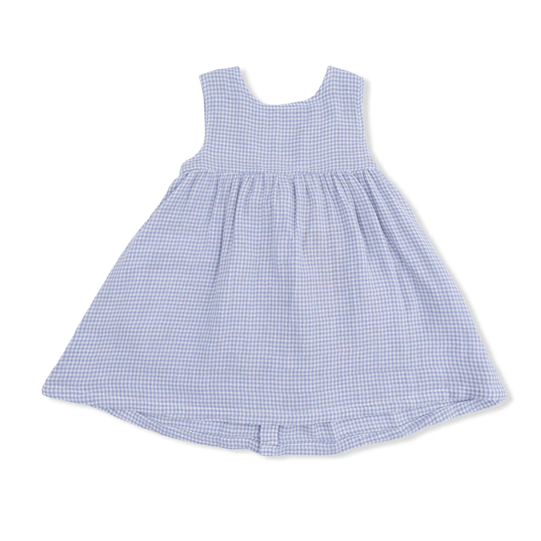 Muslin Dress with Bow and Bloomer - Micro Gingham Blue Blizzard by Angel Dear - Image 2