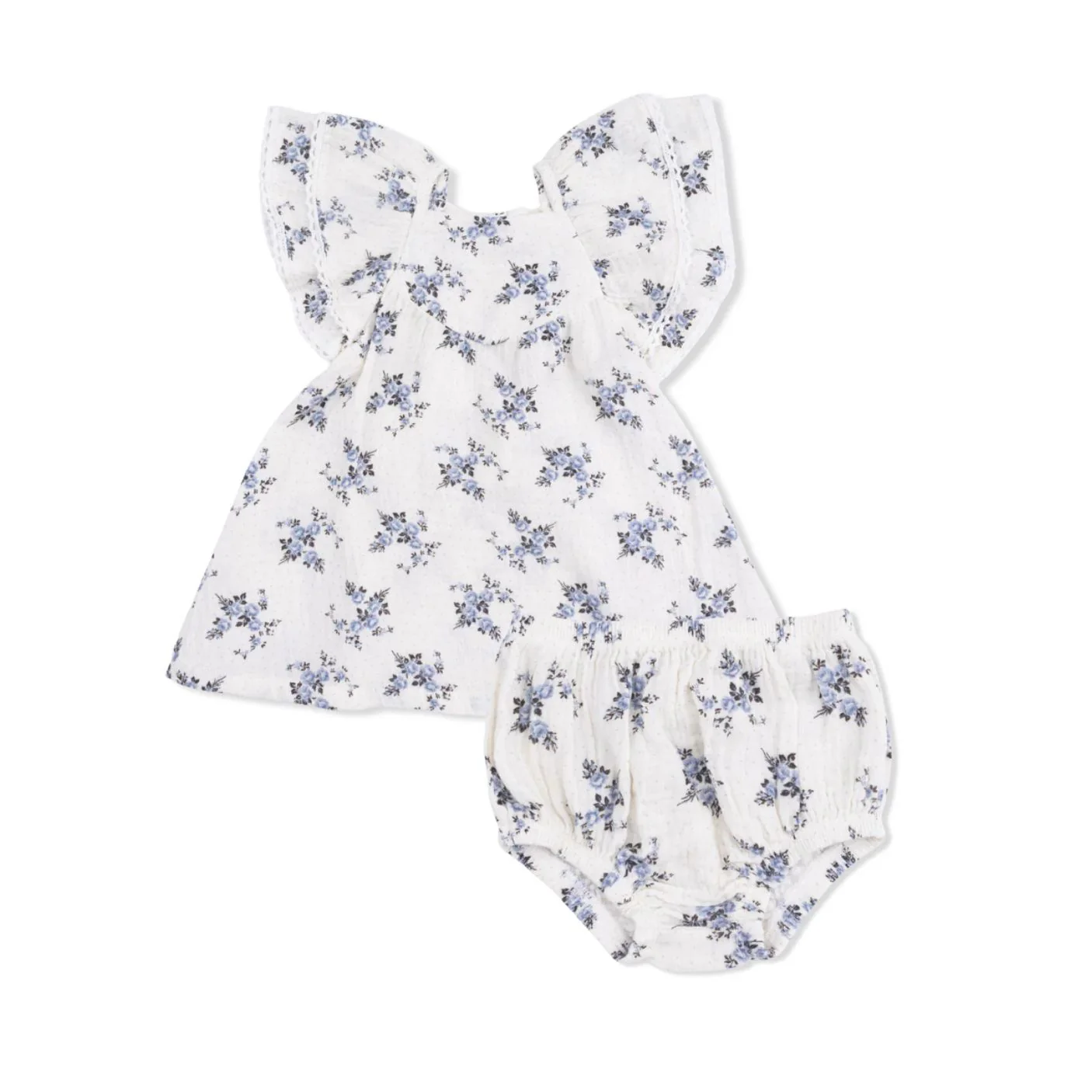 Muslin V-Neck Dress and Bloomer - Belle Rosette Dot by Angel Dear