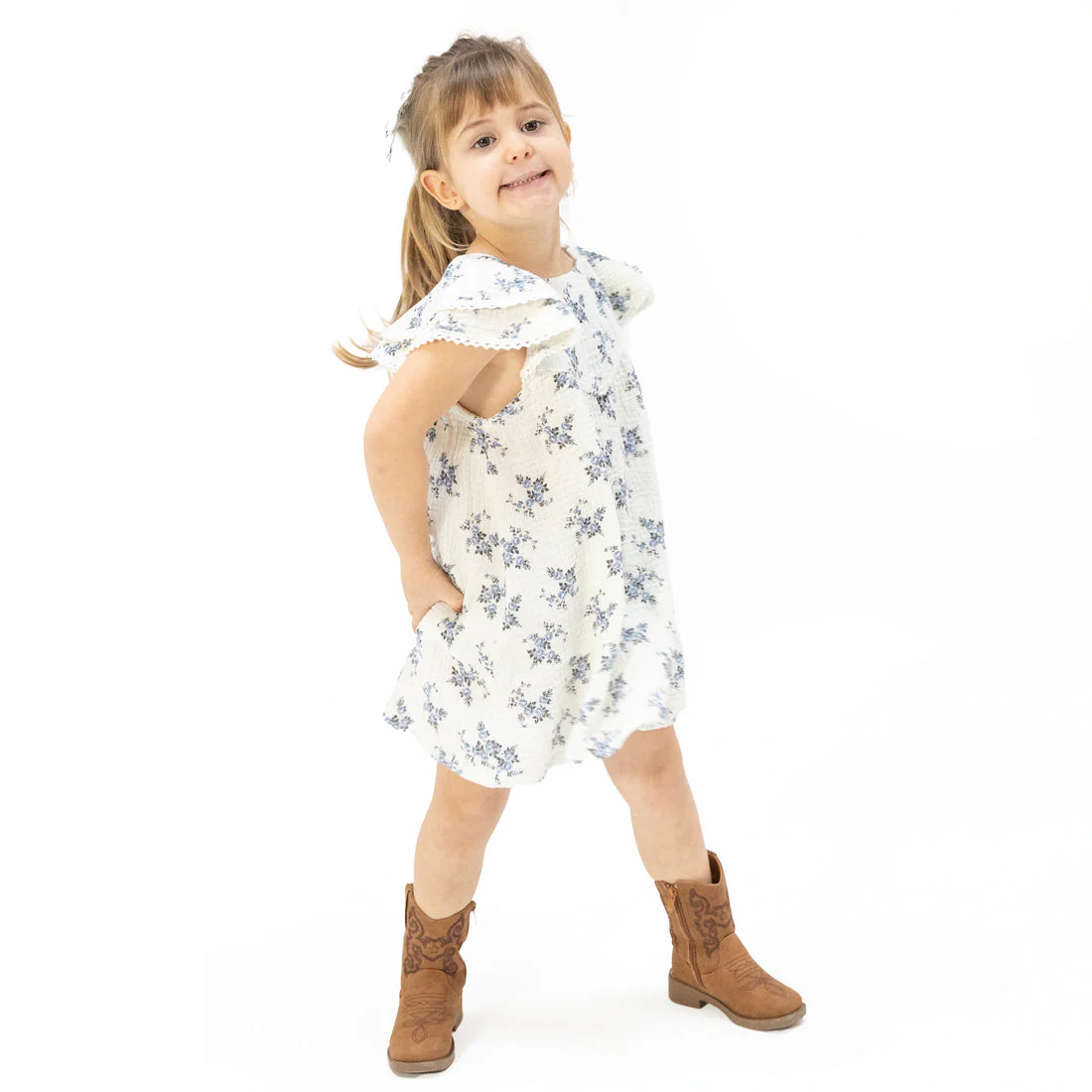 Muslin V-Neck Dress and Bloomer - Belle Rosette Dot by Angel Dear - Image 2