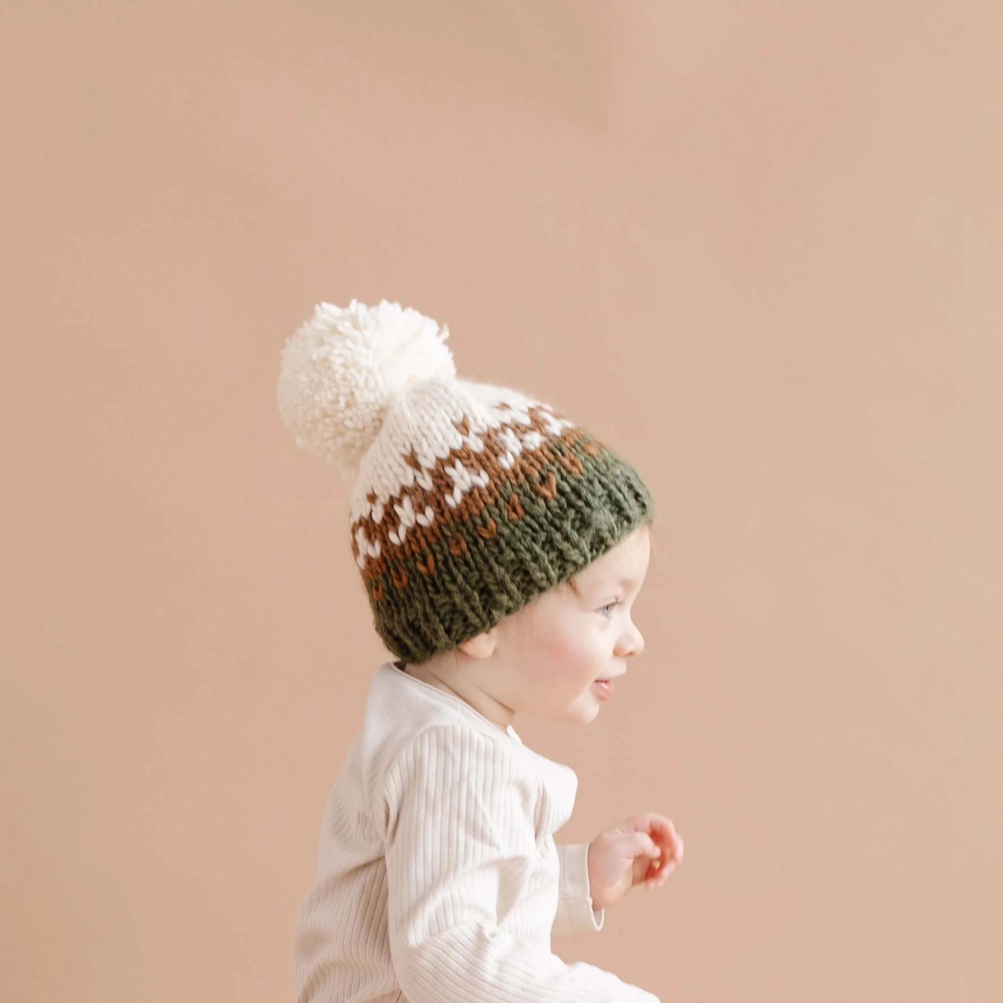 Nell Stripe Hand Knit Hat - Olive by The Blueberry Hill - Image 2