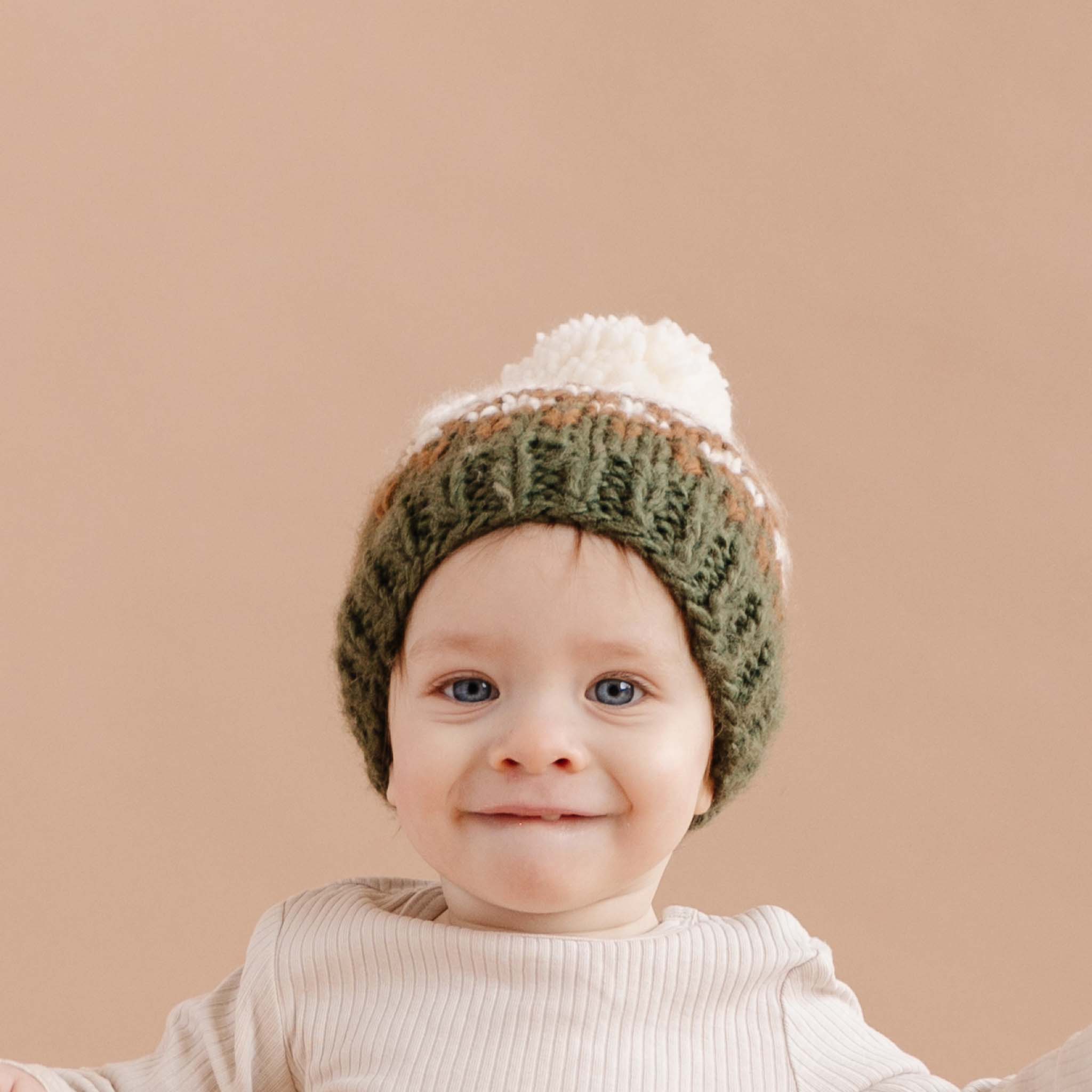 Nell Stripe Hand Knit Hat - Olive by The Blueberry Hill - Image 3