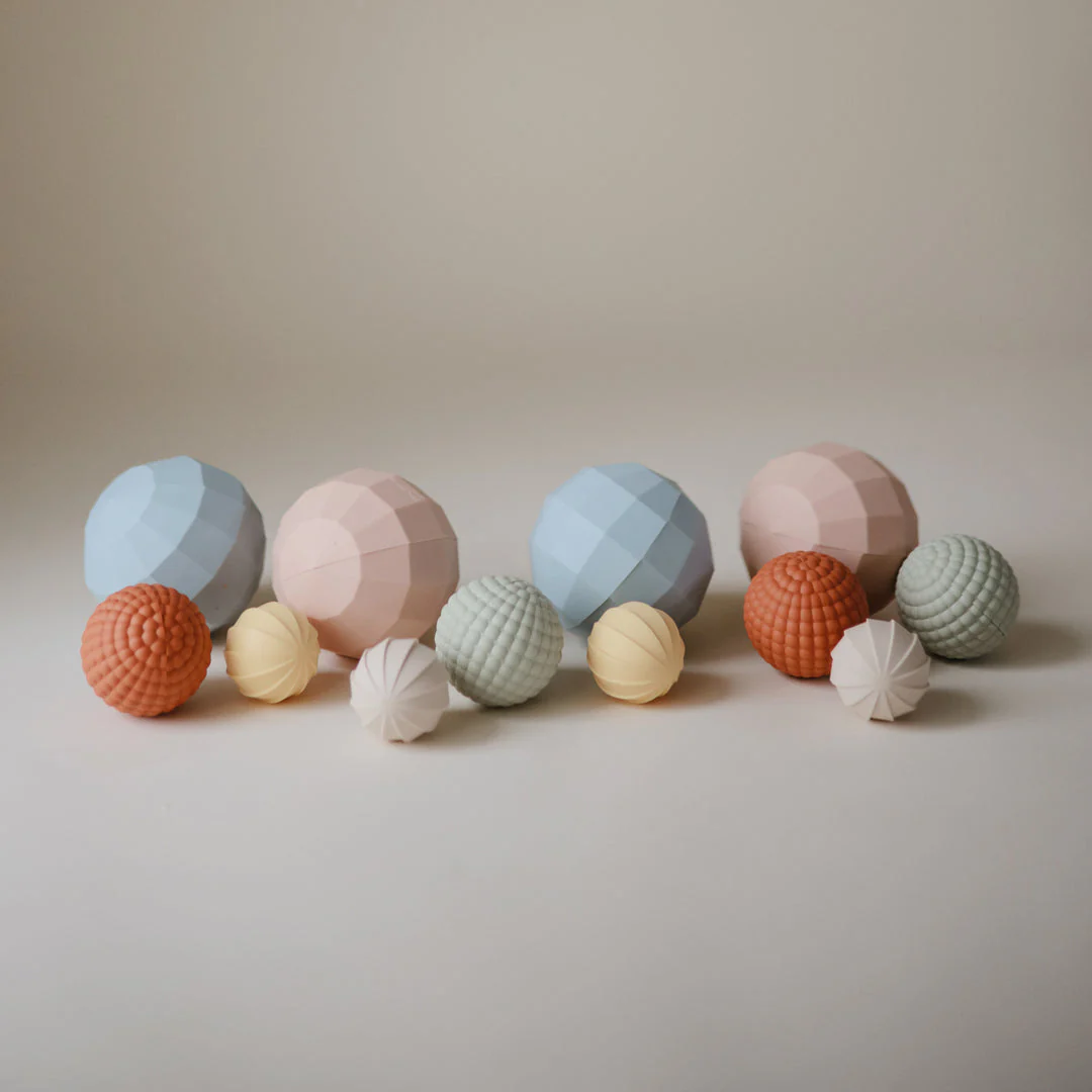 Nesting Spheres Sensory Toy - Blush by Mushie - Image 3