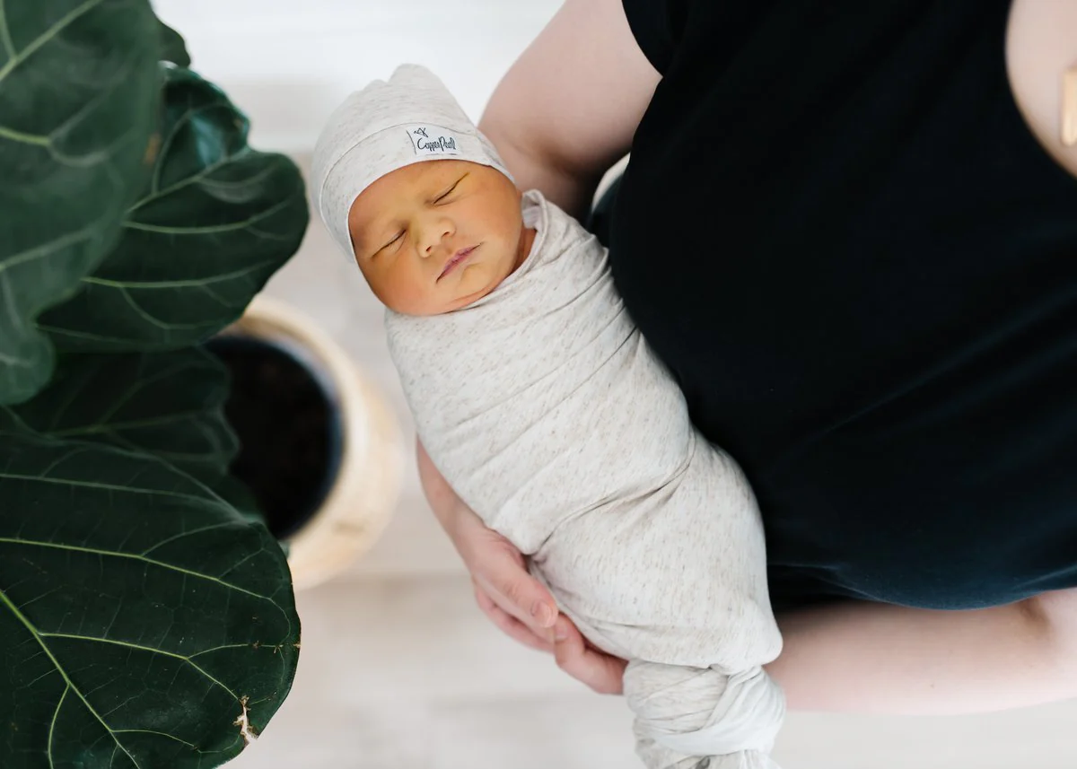Newborn Top Knot Hat - Oat by Copper Pearl - Image 3