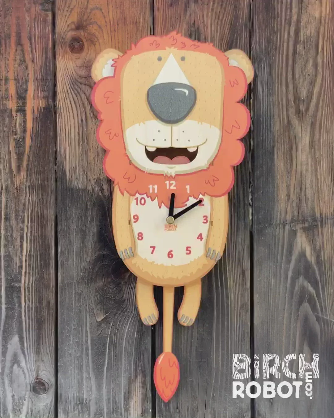 Oliver the Lion Double Pendulum Clock by Birch Robot - Image 3