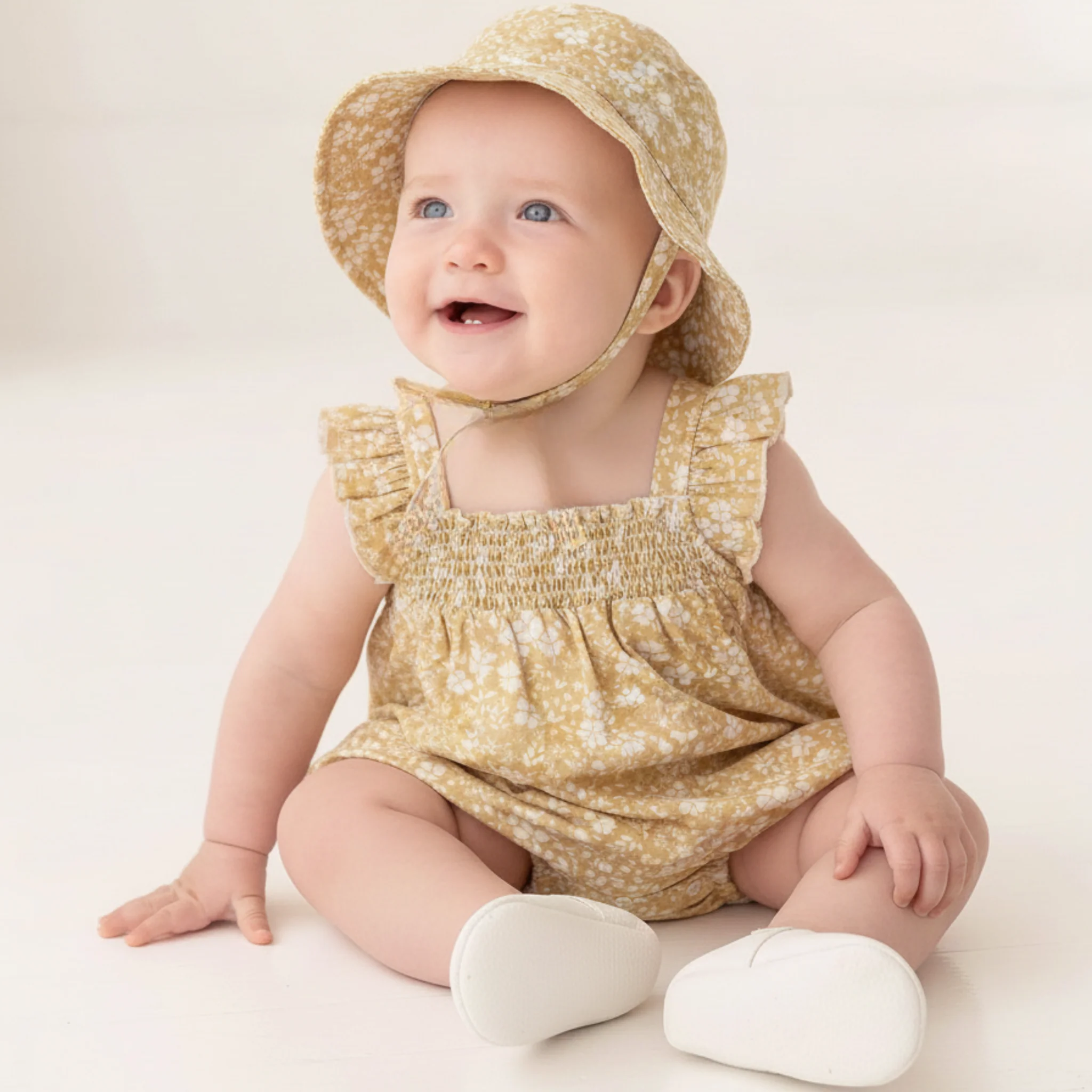 Organic Bucket Sun Hat - Yellow Blossom by Makemake Organics - Image 2