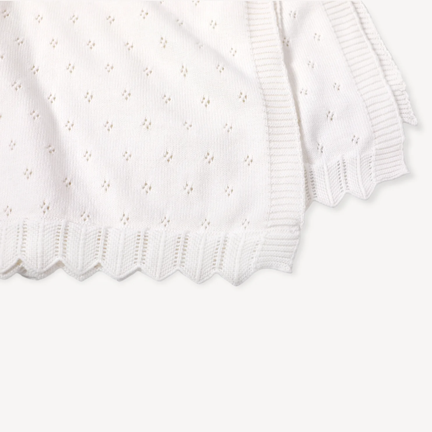 Organic Classic Pointelle Knit Baby Blanket - Dove White by Viverano Organics - Image 3