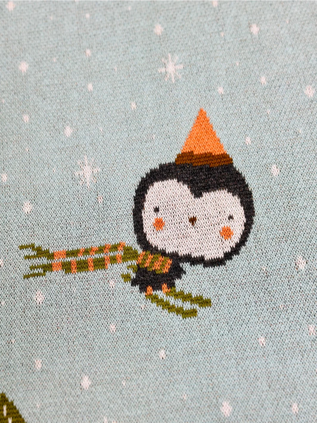 Organic Cotton 3D Jacquard Knit Baby Blanket - Fox & Bear Ski by Viverano Organics - Image 4