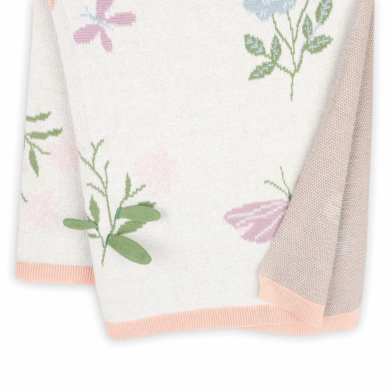 Organic Cotton 3D Jacquard Sweater Knit Baby Blanket - Bloom Butterfly by Viverano Organics - Image 4