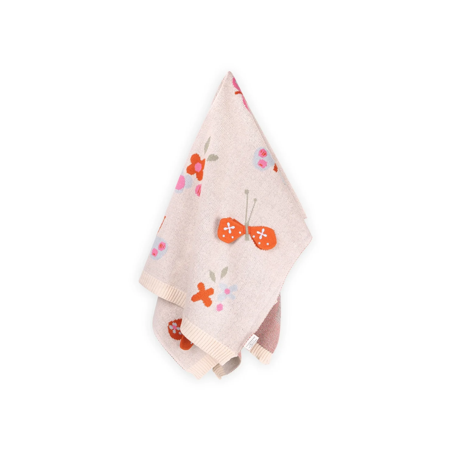 Organic Cotton 3D Jacquard Sweater Knit Baby Blanket - Butterfly by Viverano Organics - Image 3