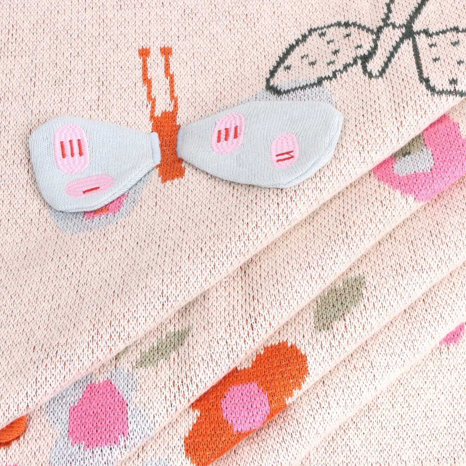 Organic Cotton 3D Jacquard Sweater Knit Baby Blanket - Butterfly by Viverano Organics - Image 4