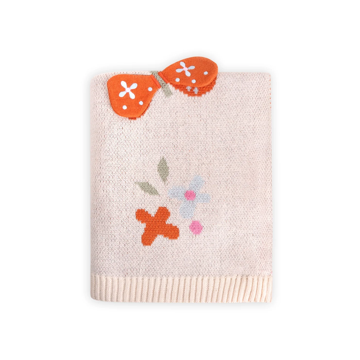 Organic Cotton 3D Jacquard Sweater Knit Baby Blanket - Butterfly by Viverano Organics - Image 5