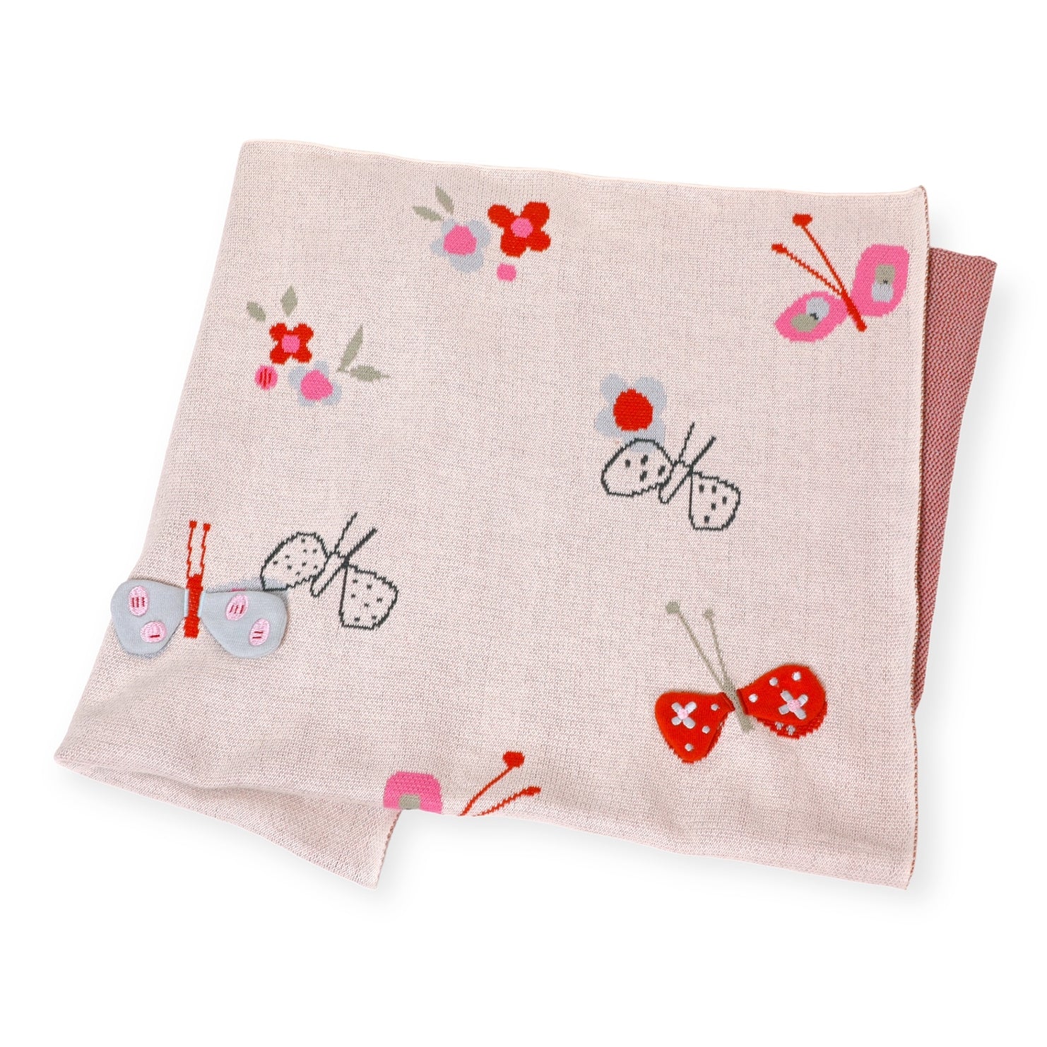Organic Cotton 3D Jacquard Sweater Knit Baby Blanket - Butterfly by Viverano Organics - Image 6