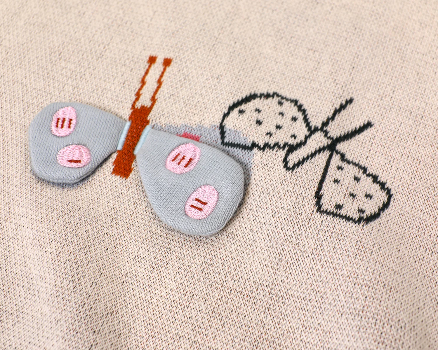 Organic Cotton 3D Jacquard Sweater Knit Baby Blanket - Butterfly by Viverano Organics - Image 8