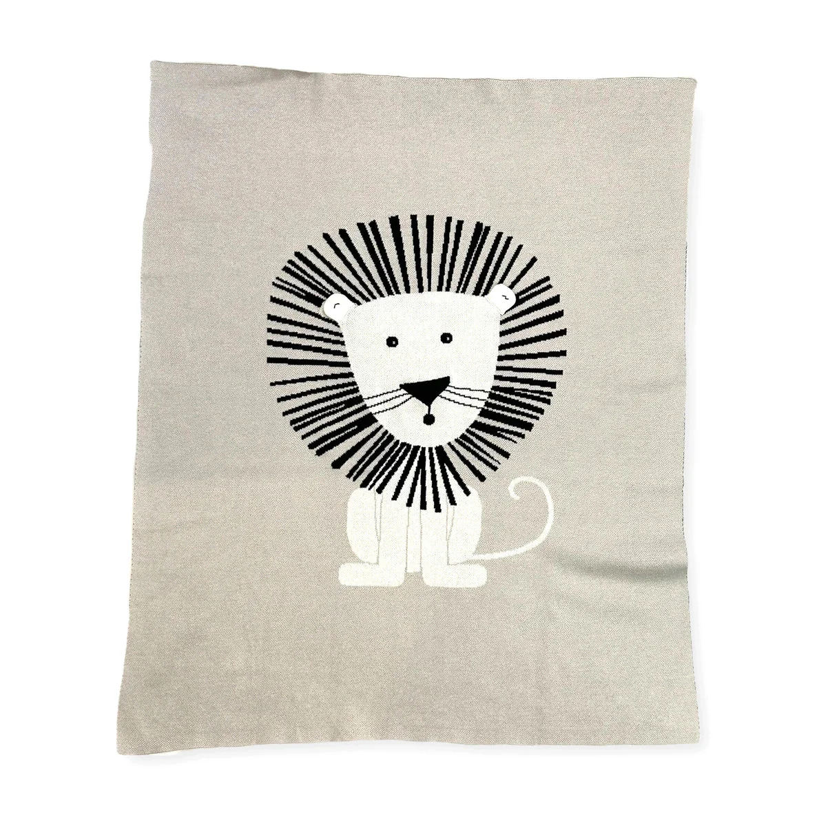 Organic Cotton 3D Jacquard Sweater Knit Baby Blanket - Lion by Viverano Organics - Image 2