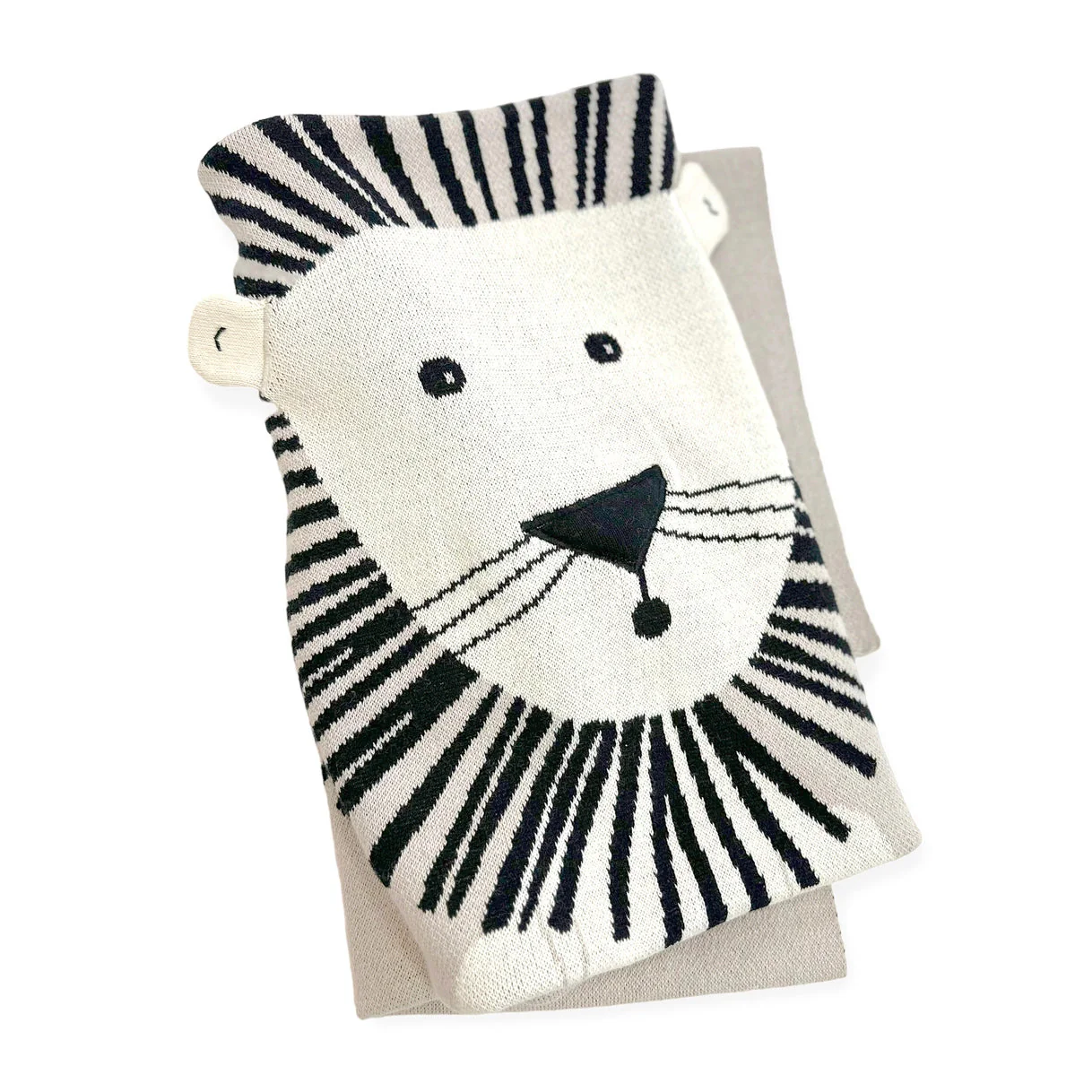 Organic Cotton 3D Jacquard Sweater Knit Baby Blanket - Lion by Viverano Organics - Image 3