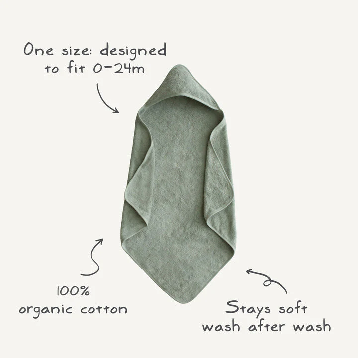 Organic Cotton Baby Hooded Towel - Baby Blue by Mushie & Co - Image 5