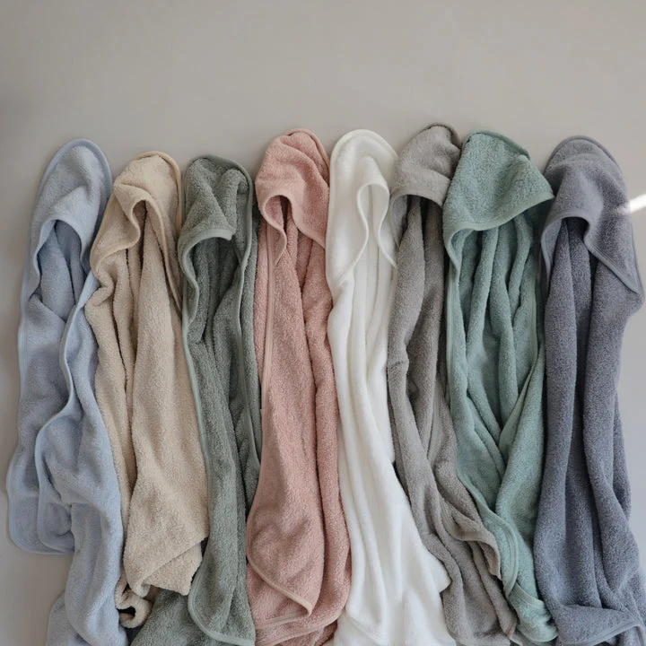 Organic Cotton Baby Hooded Towel - Baby Blue by Mushie & Co - Image 6