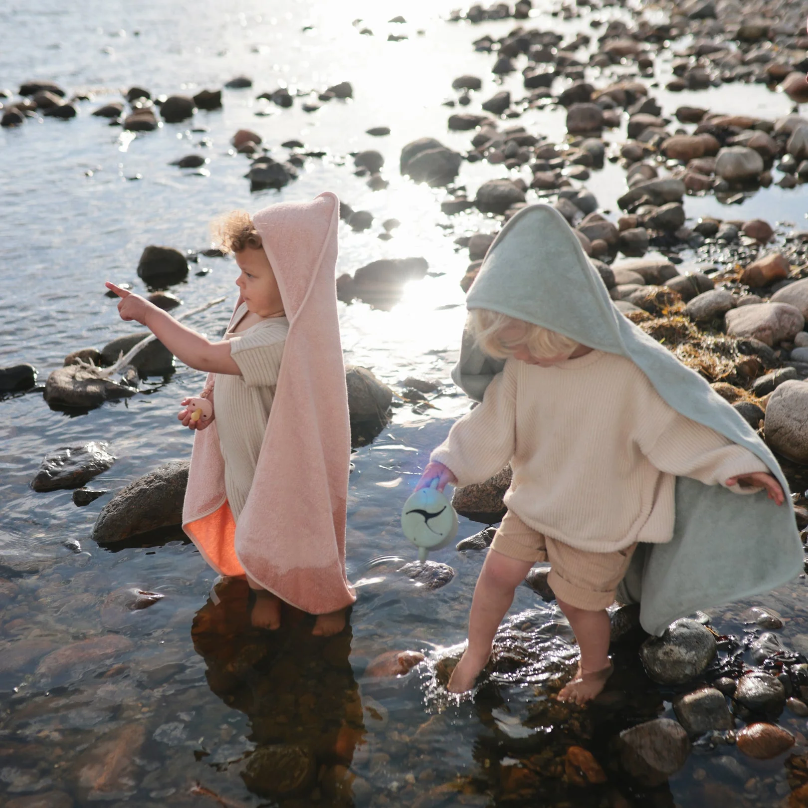 Organic Cotton Baby Hooded Towel - Blush by Mushie & Co - Image 3