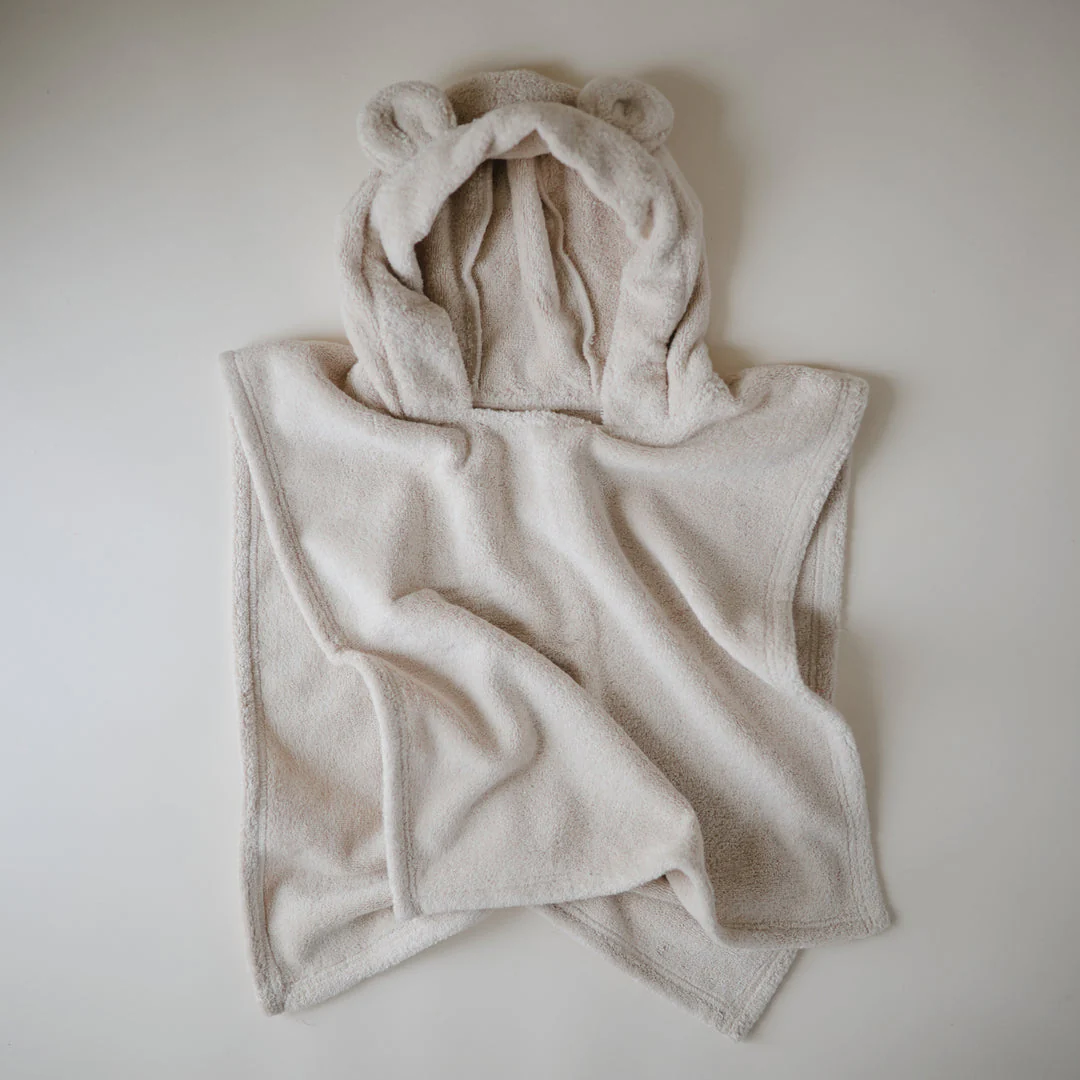 Organic Cotton Bear Poncho Towel - Fog by Mushie & Co - Image 2