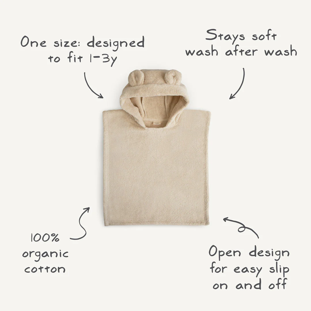 Organic Cotton Bear Poncho Towel - Fog by Mushie & Co - Image 4